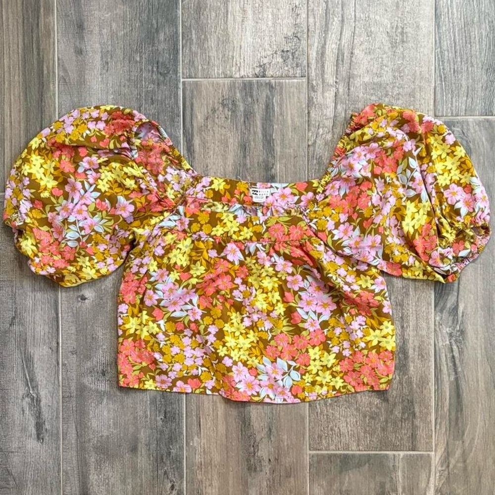 Billabong Yellow and Pink Floral Blouse